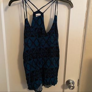 Full Tilt turquoise geometric pattern strappy tank